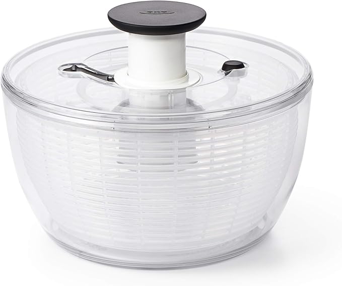 Cosco 11408PBL1E Three Big Folding Step Stool with Rubber Hand Grip, Platinum and OXO Good Grips Large Salad Spinner