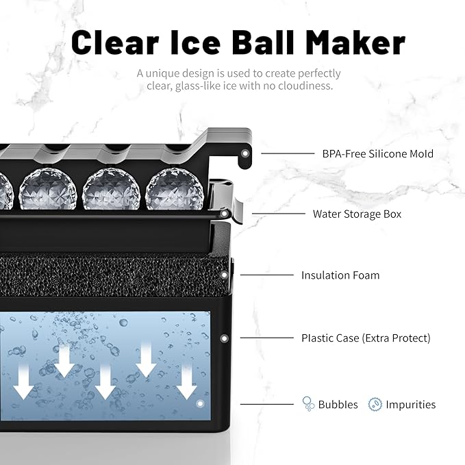 Bangp Premium Clear Ice Ball Maker with Storage Bag,8 Distinctive 2 Inch Crystal Clear Ice Balls for Whiskey,Cocktails & Bourbon,Gifts for Men