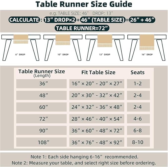 FEXIA Boho Table Runner 48 Inches Long with Tassels Christmas Thanksgiving Farmhouse Home Decor Rustic Cream & Brown Macrame Table Runner for Dining Bedroom Baby Bridal Shower Decor(12x48 Inches)