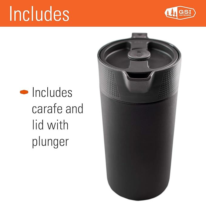 GSI Outdoors Glacier Stainless JavaPress, 30oz French Press Coffee Mug for Camping