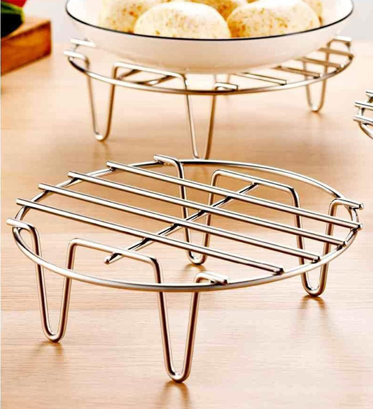 11.8" Round Cooking Rack Versatile Stainless Steel Grid Grill Steamer Rack, Fits Air Fryer Pot Pressure Cooker Canning
