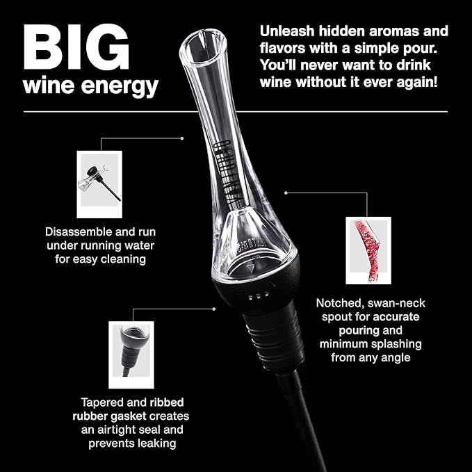 Wine Aerator Pourer and Waiter's Corkscrew Bundle (Black) by Vintorio