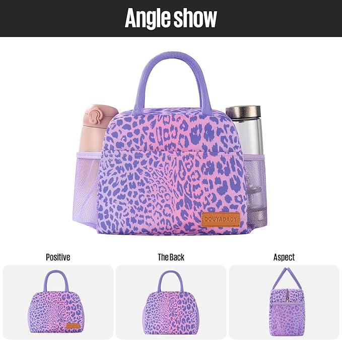 douyadady Lunch Bag Women/Men Lunch Box Women/Men (purple leopard)