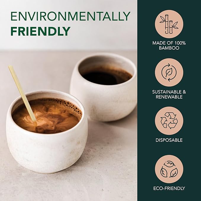 Party Essentials Bamboo 5.5" Coffee Stirrers/Beverage Stir Sticks, 1000-Count, Natural
