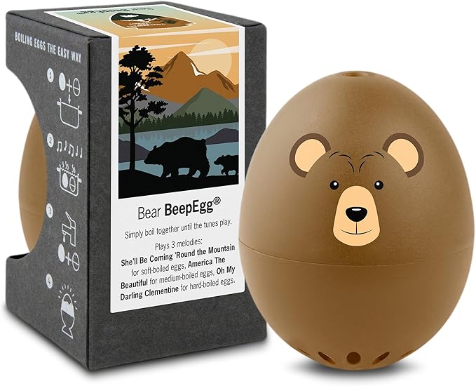Bear BeepEgg – Egg Timer for Boiling Eggs – Musical Egg Cooker for Soft, Medium, Hard Boiled Eggs – Food Safe – Singing Floating Egg Timer – Egg Cooker for 3 Levels of Doneness - Brainstream