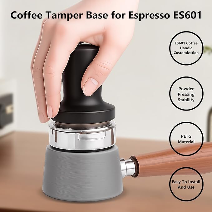 Luxe Cafe Accessories - Coffee Tamper Base for Ninja Espresso ES601, Handheld Portafilter Stand for Stable Tamping & Even Extraction, Anti-Slip PETG Base for Barista-Style Espresso at Home (GREY)