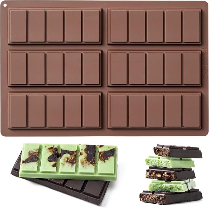 Husfunov Chocolate Bar Mold,Non-Stick Chocolate Molds, 100% Food Grade Silicone Deep Mold for Dubai Pistachio Rod, Candy, Snacks,Knafeh Pistachio Rod and More(5 Snap)