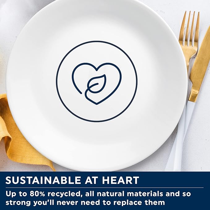 Corelle Dinnerware Set (4pc Set, Ocean Blues)-Set for 4 | Includes 4 x Cereal/Soup Bowls | 80% Recycled Glass | 3 X More Durable, Half the Space & Weight of Traditional Ceramic