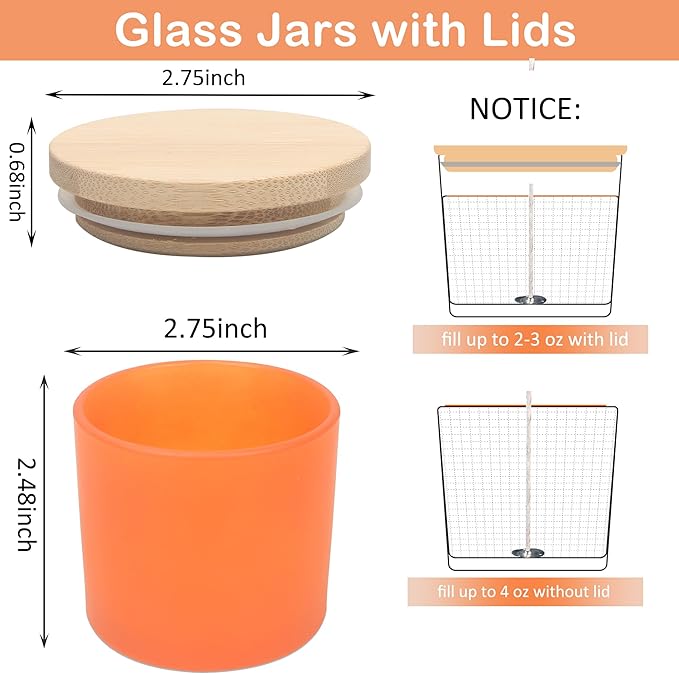 MILIVIXAY 20 Pack 4 OZ Fall Candle Jars with Lids and Candle Making Kits - Bulk Small Empty Candle Jars for Making Candles - Spice, Powder Containers.