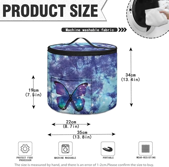 Electric Pressure Cooker Insulation Bag Effective Insulation Pressure Cooker Insulation Bag Enclosed on the Bottom, Butterfly Blue Tie Dye