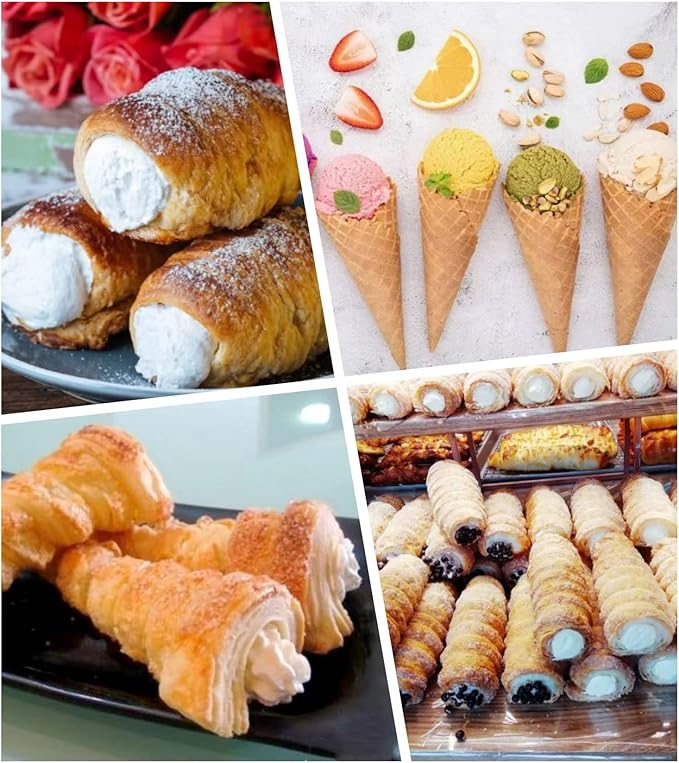 10 Pack Large Cream Horn Forms 5-inch, Non-stick Cream Horns Pastry Mould Croissant Baking Forms for Baking Croissants Bead, Chocolate Croissant, Brioche Rolls, Ice Cream Cone Party Dessert