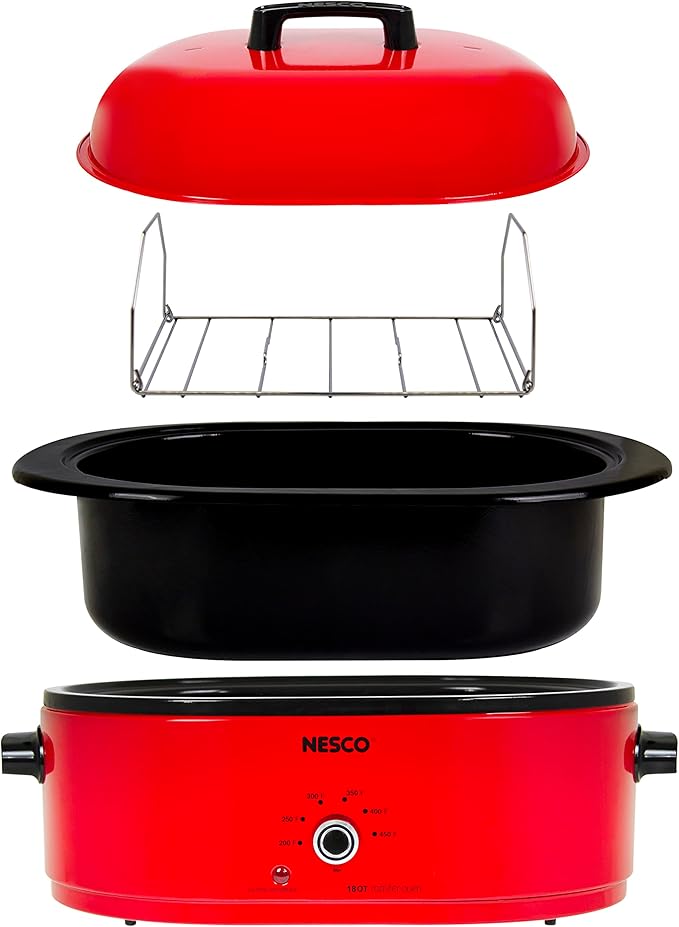 NESCO 18 Quart Roaster Slow Cooker - Red