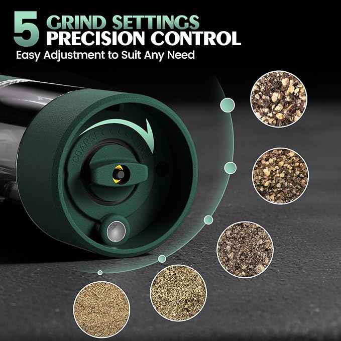 Electric Salt and Pepper Grinder Set Automatic Battery Pepper Mill Shakers Christmas Gifts for Men Adjustable Coarseness Salt and Pepper Shakers Kitchen Gadgets