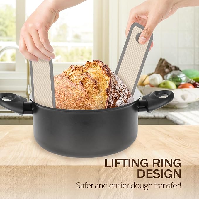 Koolstuffs Silicone Bread Sling for Dutch Oven, 2 PCS Non-Stick & Easy Clean Reusable Sourdough Mat, Sourdough Bread Baking Supplies, Tools ＆ Accessories