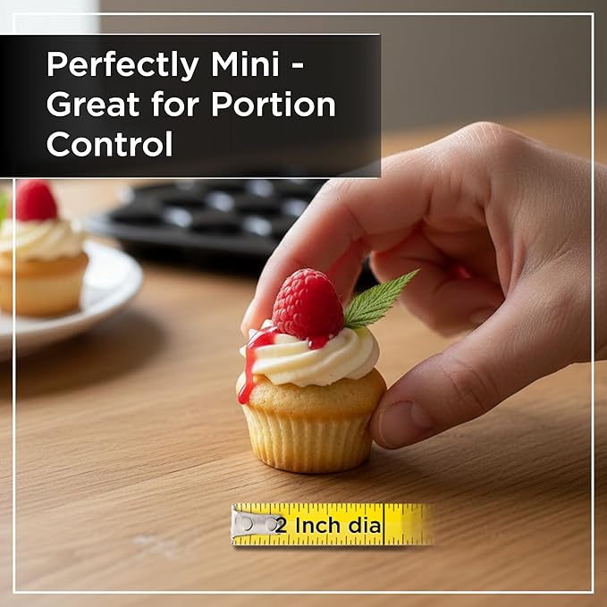 Wrenbury 24-Cup Mini Muffin Pan - PFOA-Free Non-Stick, Premium Carbon Steel, 1.8" Cups, Dishwasher Safe