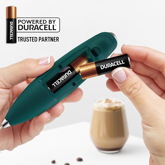 Zulay Kitchen Patented Tornado Triple Whisk Milk Frother with 4 Duracell Batteries – Handheld Foam Maker for Coffee, Lattes, Matcha & Hot Chocolate – Rich, Creamy Froth in Seconds - Dark Green