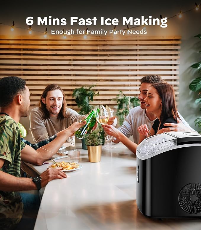 Nugget Ice Makers Countertop, Pellet Ice Machine with Self-Cleaning Function, Nugget Ice Machine Produces 33 lbs of Chewable Ice in 24 Hours, Sonic Ice Maker Perfect for Home Kitchens Party Camping
