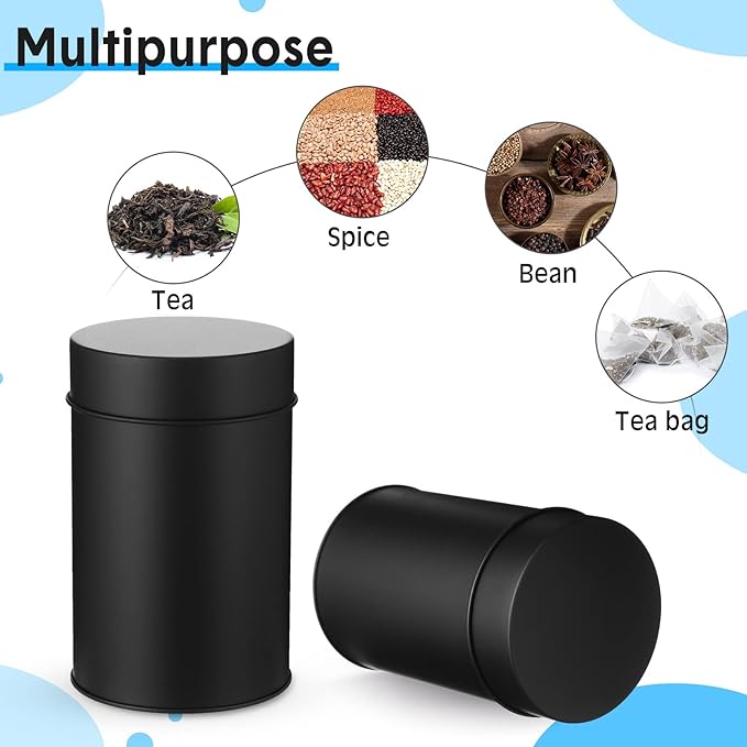 Zopeal 10 Pack Metal Tea Tin Canister with Airtight Double Lids 16 oz Round Tin Can with Lid Double Sealed Small Kitchen Container for Loose Tea Storage Coffee Sugar Candy Herbs and Spices