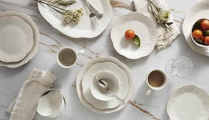 Lenox 890951 French Perle 12-Piece Plate & Bowl Dinnerware Set White