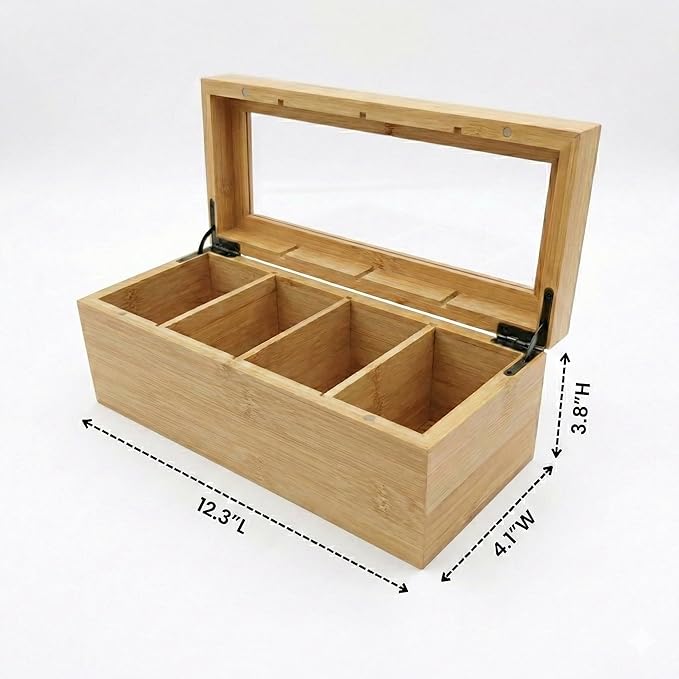Acacia Wooden Tea Bag Organizers, Tea packet Storage Boxes, Tea Caddy for Tea Bags Chest, Teabag Holder Containers, Teabox Station Display, Organizador De Tes Caja Para Te, 8 Compartments
