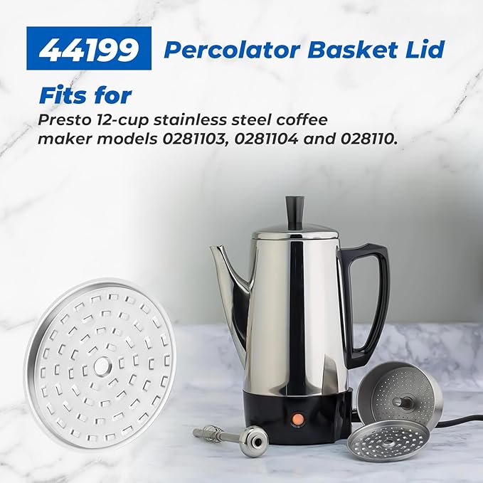 3.8″ Diameter 44199 Stainless Steel Percolator Basket Lid Cover for Presto 0281103 0281104 0281105 Percolator Coffee Pot Replacement Parts