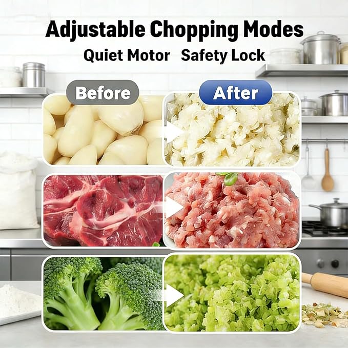 Electric Garlic Chopper Mini, Upgraded Rechargeable Veggie Chopper With Storage and Cover, One-Touch Food Processor with 4 Stainless Steel Blades for Onion Meat Chili Ginger (Purple, 250ml)