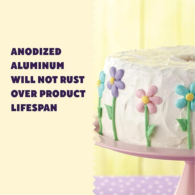 Wilton Aluminum Angel Food Tube Cake Pan - Natural Anodized Aluminum Baking Pan - Made Without PFAS - Will Not Rust - Offers Even Heating - 10 x 4 Inches