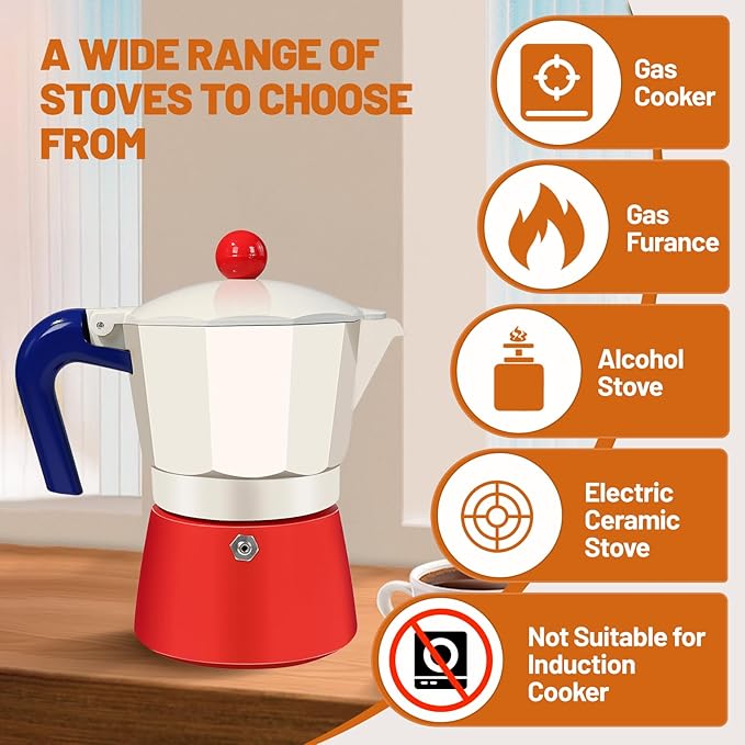 9 Cup Aluminum Espresso Stovetop Moka Pot Express Coffee Maker Percolator Italian Classic Mocha Coffee Machine for Italian and Cuban Cafe Brewing for Home & Camping 450ml 15oz