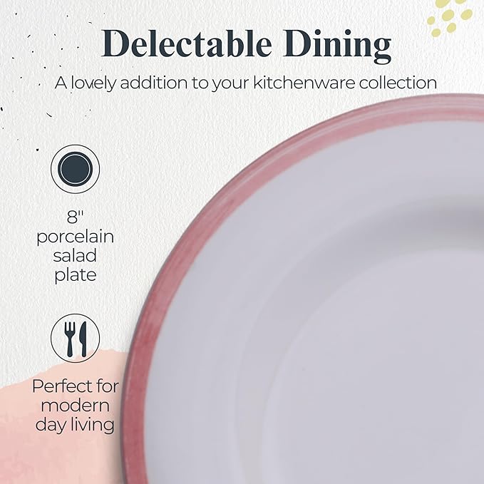Portmeirion Potter's Brushstroke Dinner Plate (Set of 4) - 8-Inch Stackable Earthenware Plates - Microwave & Dishwasher Safe, Handcrafted Dinnerware for Casual & Formal Table Settings (Red)