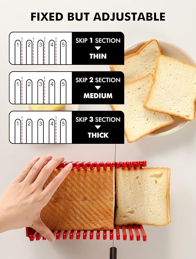 Bread Slicer for Homemade Bread Loaf Bagels, Bread Slicing Guide Easy to Clean Flodable and Campact Bread Cutter without BPA