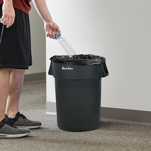 PLASTIC PRINCE 44 Gallon Round Trash Can Garbage Can Gray Waste Container for Home Garage Restaurants Warehouses