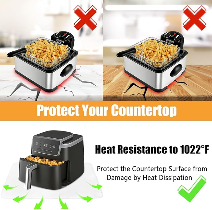 Heat Resistant Mat for Air Fryer, Oven, Countertop, 12x14in Hot Pads for Kitchen Counter Heat Protector, Under Coffee Maker Mats for Quartz Countertop Protector
