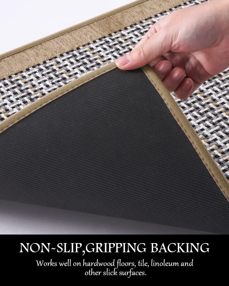 PADOOR Kitchen Mats for Floor, Kitchen Rugs Non Slip Washable, Rubber Backed Kitchen Runner Super Absorbent Kitchen Floor Mat Sink Rug, 20”x32” Brown