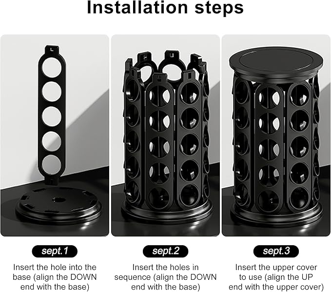 CEHNCEH K Cup Holder, Coffee Pods Holder Storage Organizer Stand Carousel Compatible with 40 Keurig K-Cup Pods, Home or Office Kitchen Counter (Black)