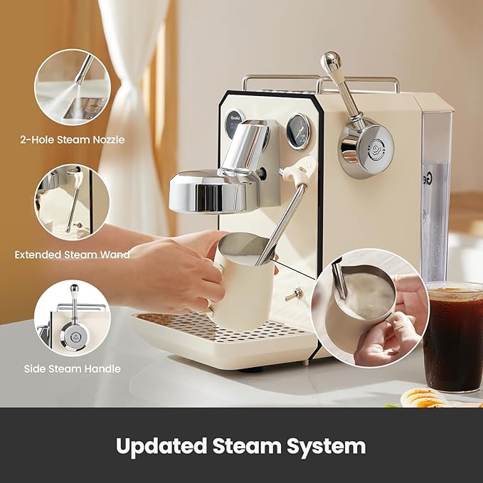Gemilai Espresso Machine & Electric Coffee Grinder Bundle for Cappuccino, Latte