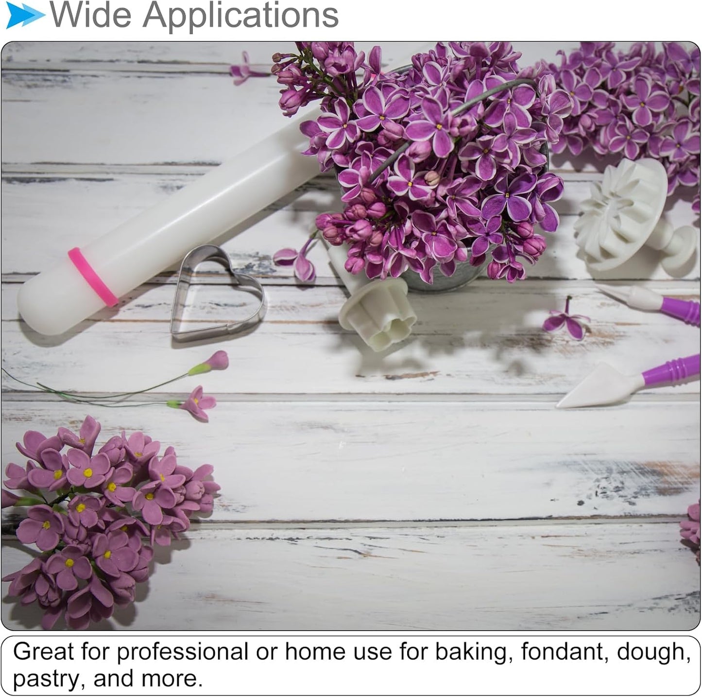 Fondant Rolling Pin, 9" Length, PP Plastic Non-Stick Guide Rings Fondant Roller Dough Roller - (Applications: for Baking DIY), 2-Pieces
