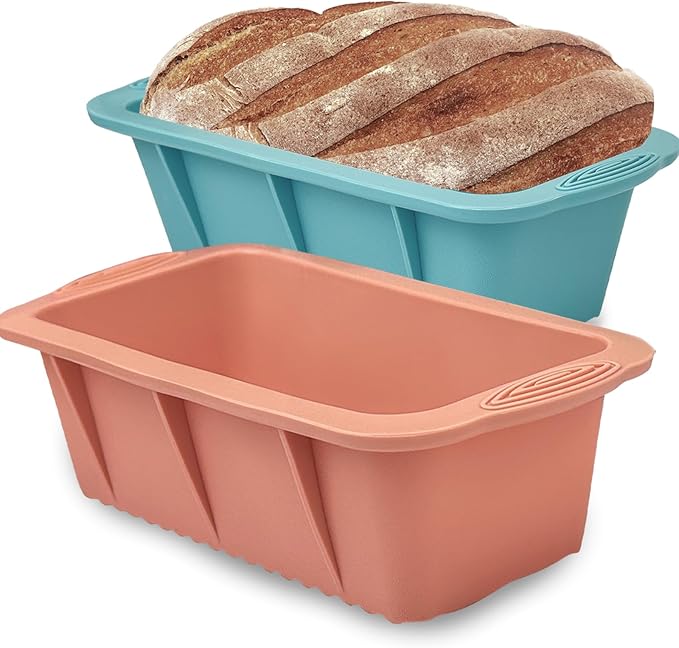 Koolstuffs Silicone Bread Loaf Pan, 2 PCS Rectangular Non-Stick Baking Mold Pans for Oven, Bread, Cake, Easy Release