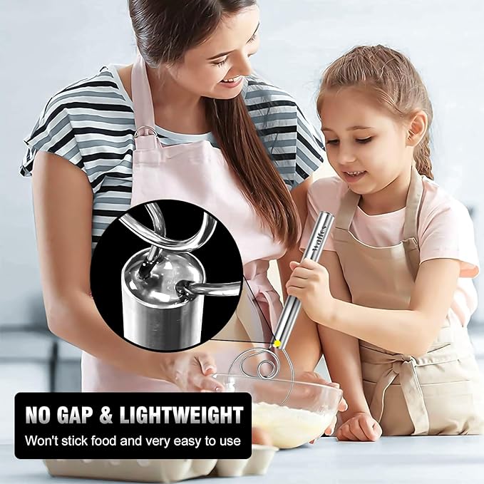 Walfos Danish Dough Whisks, Rustproof Stainless Steel Bread Whisk, Quick Mixing Bread Mixer, Dutch Dough Whisk for Cooking, Blending, Whisking, Stirring, Sourdough, Pizza, Pastry, Cake Batter（2pcs)