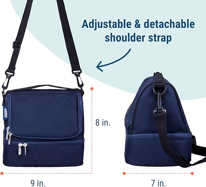 Wildkin Kids Two Compartment Insulated Lunch Bag – Keeps Food Hot or Cold, Easy-Clean Lining, Leak-Resistant & BPA-Free – Boys & Girls, Ideal for School, Travel & Daycare – Whale Blue