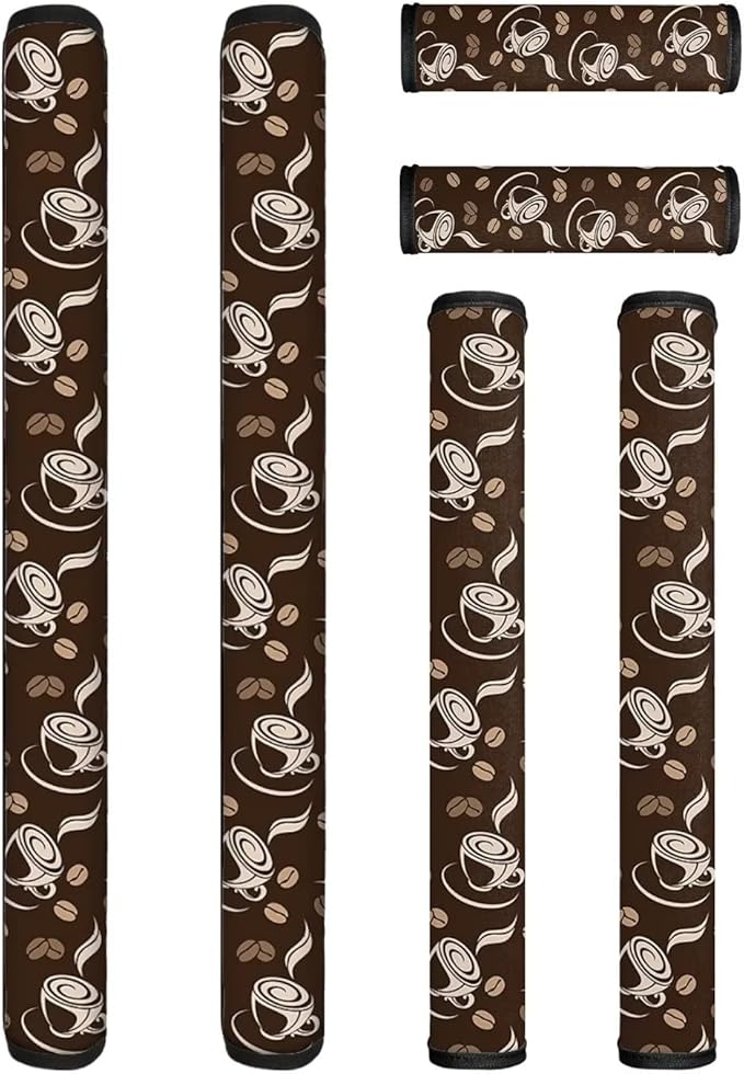 Refrigerator Door Handle Covers Set of 6, Antiskid Protector for Fridge Oven Dishwasher Keep Your Kitchen Appliance Clean from Smudges, Food Stains, Coffee Beans Brown