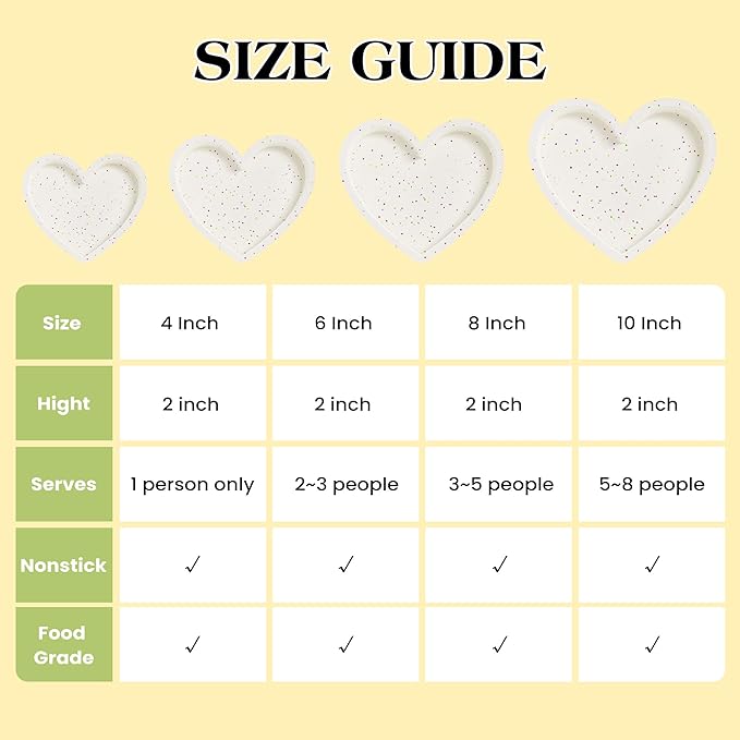 6 Inch Heart Shaped Cake Pans Small Heart Cake Pan Nonstick Silicone Molds for Baking Set of 3 (Cream)