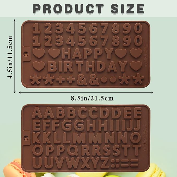 2 pcs Number Chocolate Molds and Letter Silicone Molds, kitchen utensils, cake cookies, ice cubes, chocolate resin candy making products