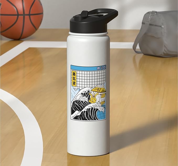 Banana Milk Carton Great Wave Kawaii Vaporwave Anime Stainless Steel Insulated Water Bottle