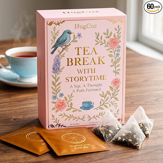 HugCoz Book Tea Gift Set | 60 Assorted Tea Bags | Christmas Day & Corporate Gifting Option | 12 Exotic Herbal Blends with Premium Whole Leaf in Eco-Friendly Pyramid Bags
