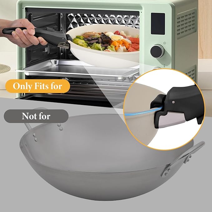 Removable Pot Handle, 2Pcs Universal Pan Handle, Replacement Handle for Pots and Pans, Fits All Cookware, Includes 2Pcs Spoon Rest, Durable & Heat-Resistant, Black