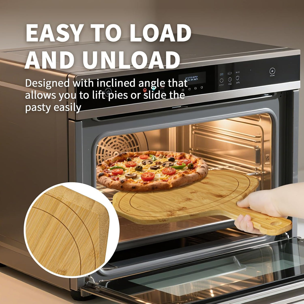 Luvan Pizza Peel,12in Natural Bamboo Wooden Pizza Paddle Spatula Pizza Peel Board Cutting Board for Oven,Baking Homemade Bread