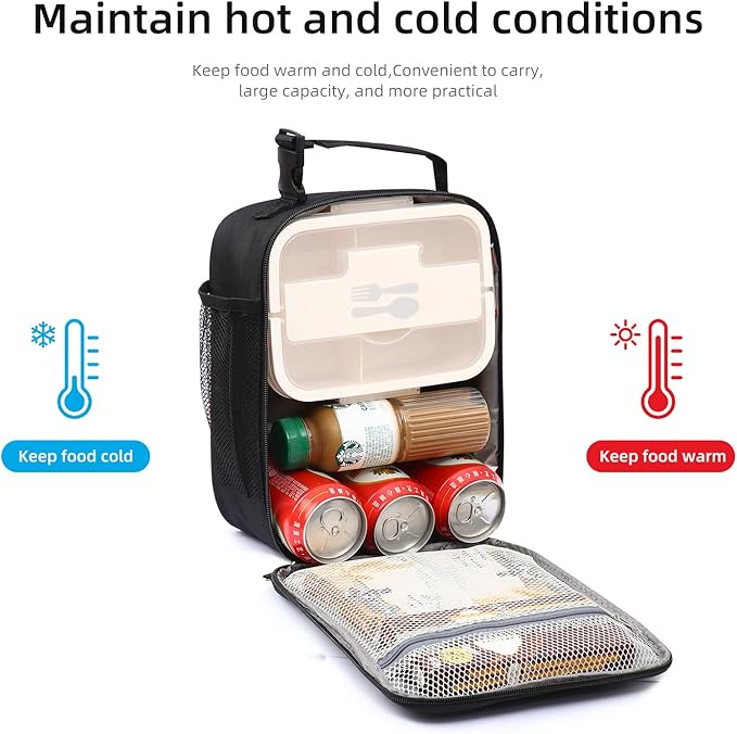 Lovoeo Lunch box Lunch bag for men women Insulated Lunchbox Lunch bags for Work Picnic Travel (Thicken navy blue)