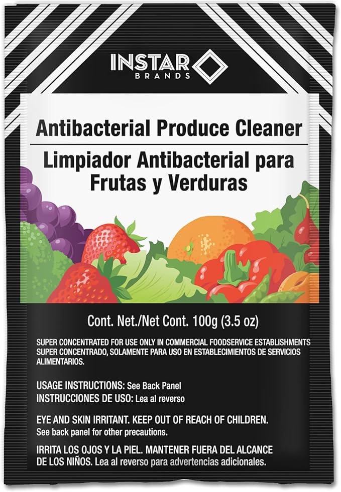 Instar Produce Wash & Cleaner 100 gm Powder Pouch (50 Qty) - 100% Natural - Each Case makes 500 L