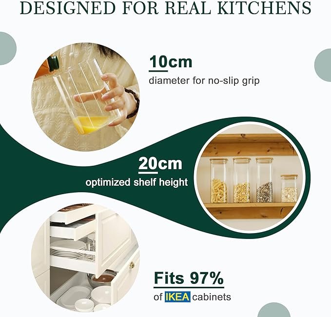 LIBWYS 12-Pack Glass Pantry Storage Containers with Bamboo Lids (0.76Qt/1.22Qt/1.67Qt) - Stackable Square Food Jars for Pantry Organization, Coffee, Flour, Snacks, Tea | Kitchen Canisters Set