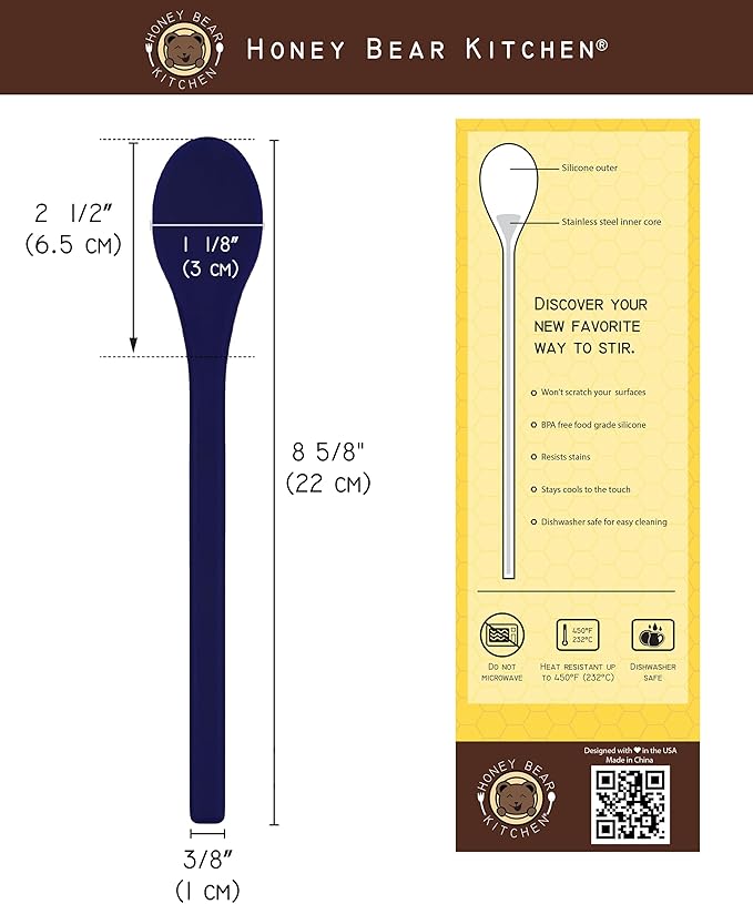 Honey Bear Kitchen Silicone Cocktail Stirs for Tall Drinkware, Set of 2 (Midnight Indigo)
